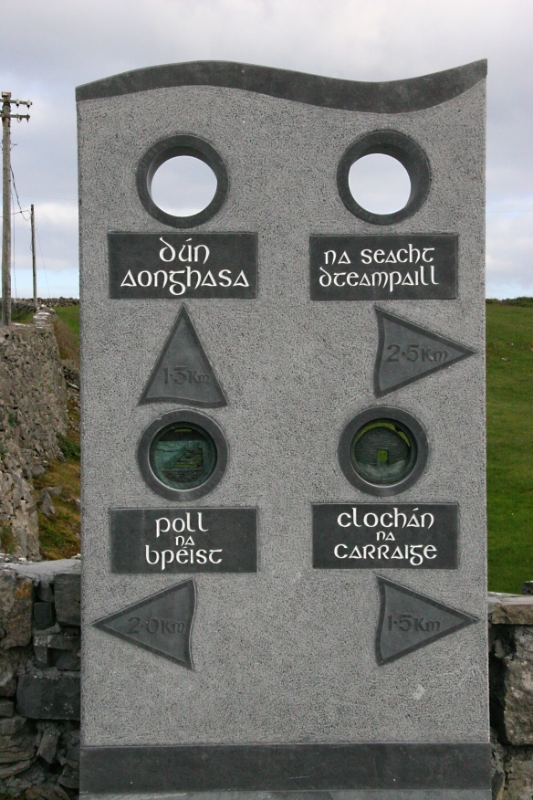 Gaellic signpost, Aran Islands Ireland.jpg